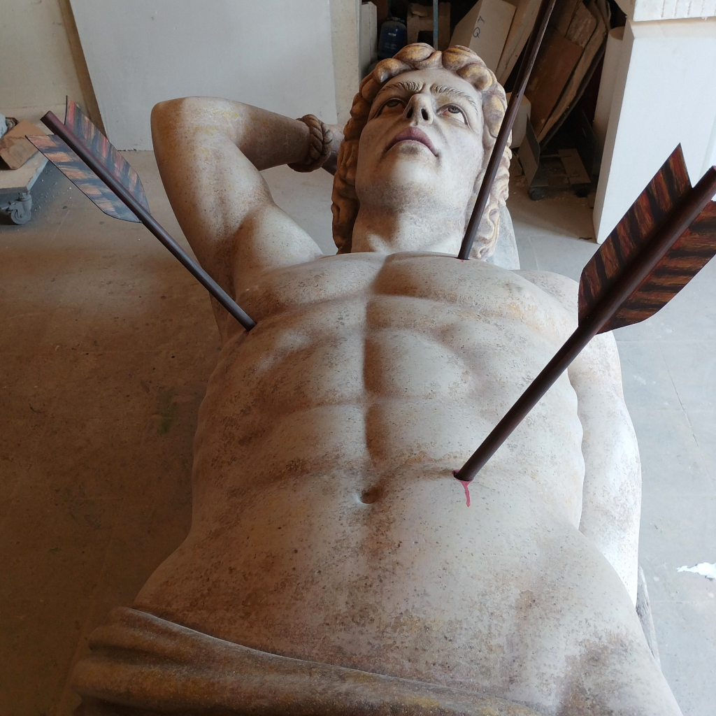 San Sebastián para la película La Bola Negra-escultura en porexpan-escultura en porex-escultura en poliespan